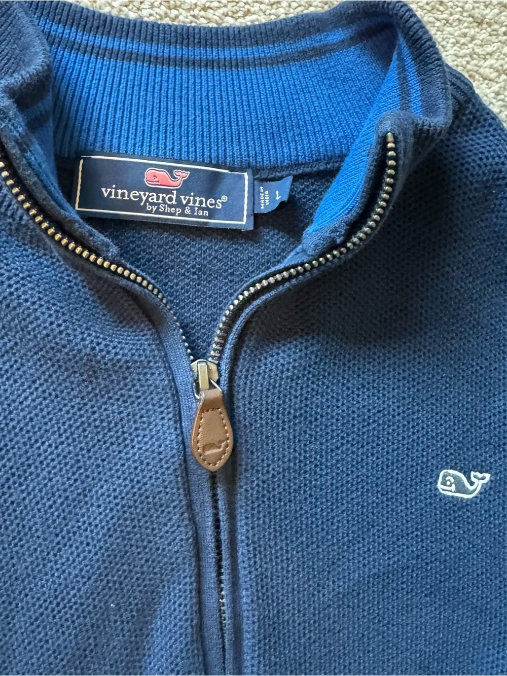 Vineyard Vines boy’s Quarter-Zip Sweater bundle large Light Blue, Navy, Mint - Picture 3 of 6